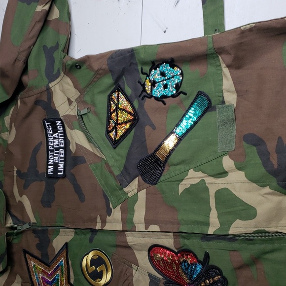 Rothco Womens Camo Bling Patchwork Flight Suit Jumpsuit Size S Y2K Retro - Picture 17 of 17